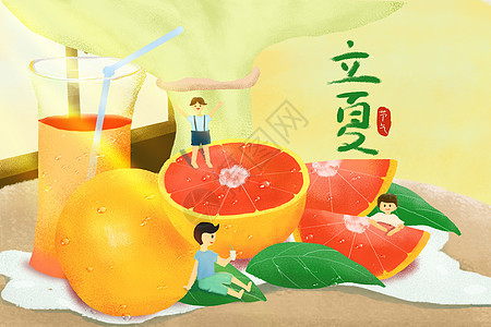 清新夏日二十四节气立夏插画背景图片