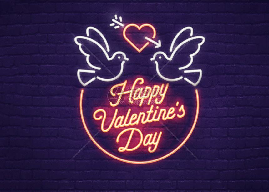 标题为情人节霓虹灯酒吧节日活动海报gif,编号:401214680,格式:psd