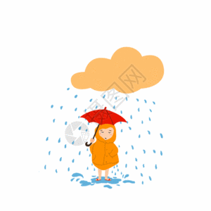 雨衣背景大暴雨来袭插画gif动画高清图片