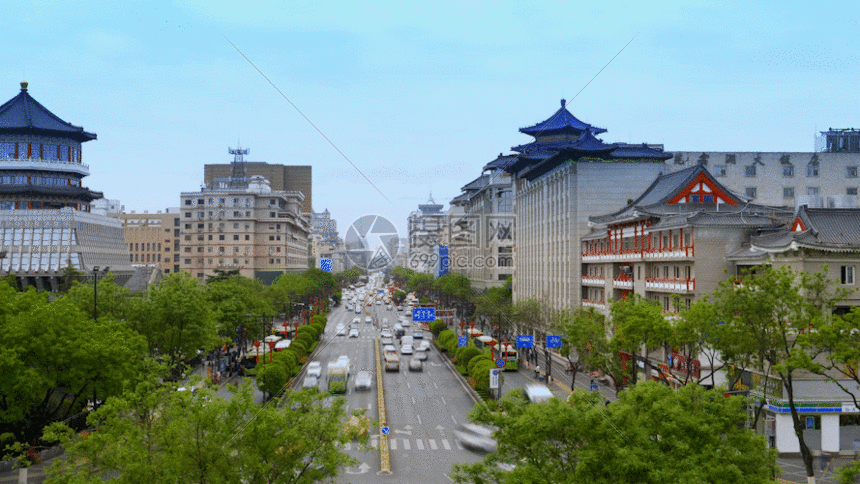 西安北大街十字交通延时gif动图图片-正版gif素材401217612-摄图网