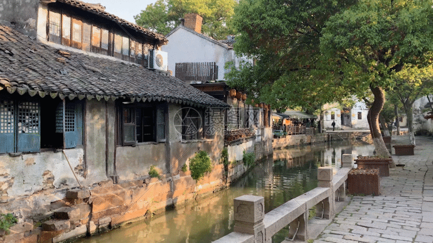 苏州同里古镇景区内街景gif