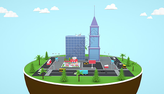 卡通城市场景图片