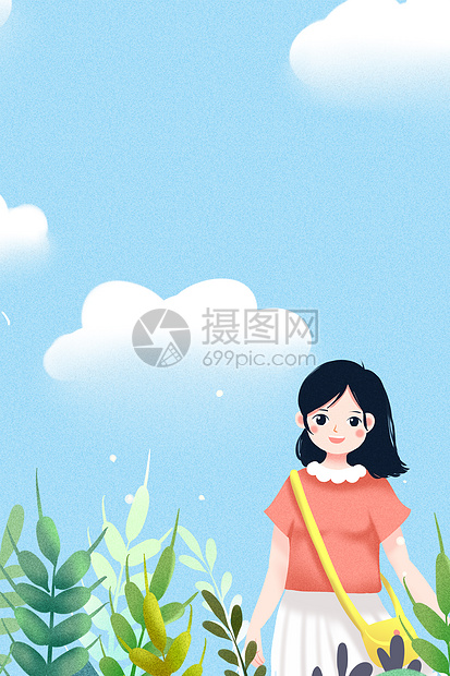 手绘小女孩图片