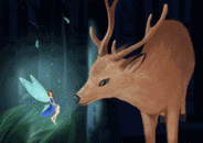 森林中的鹿与精灵 GIF图片