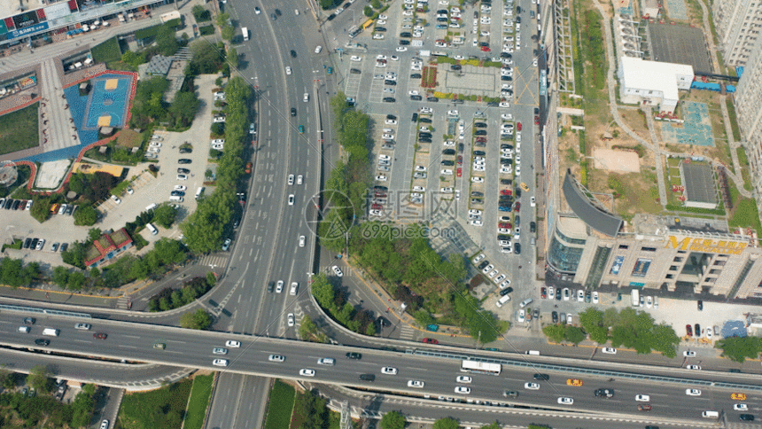 繁忙的城市交通4k航拍gif