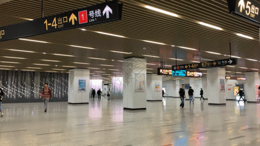 前台大厅地铁换乘大厅延时视频GIF高清图片