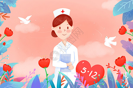 护士节摸版唯美护士节插画插画