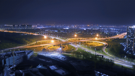 城市夜景交通建筑延时GIF图片