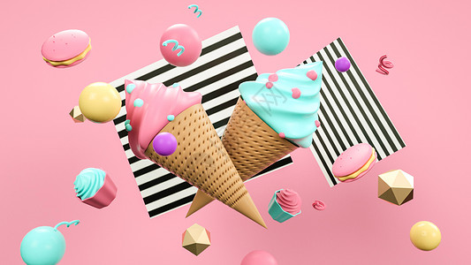 马卡龙创意冰淇淋展示设计图片