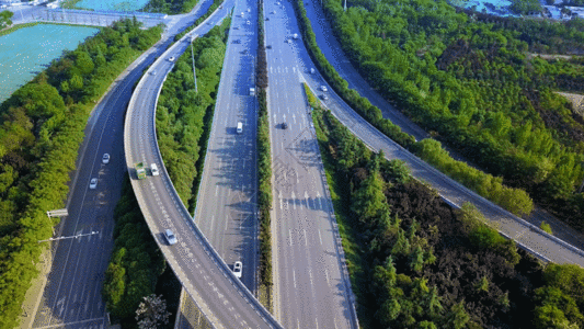 高速公路收费站航拍立交桥 GIF高清图片