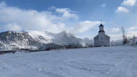 冬季北欧挪威峡湾延时风光视频GIF图片