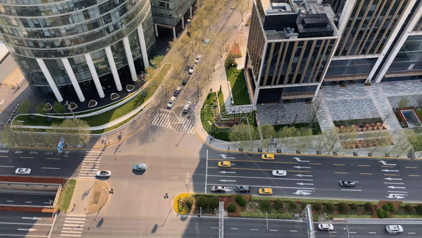 俯拍城市道路上行驶的车辆gif动图图片-正版gif素材401236825-摄图网