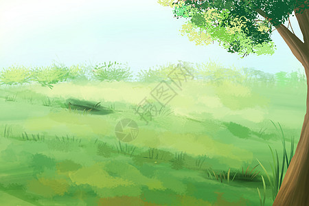 草地大树背景图片