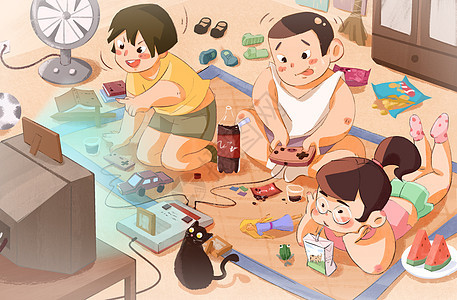 童年回忆-打游戏机背景图片