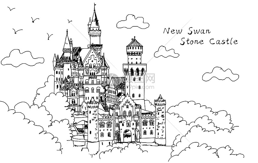 德国新天鹅城堡插画图片下载-正版图片401259137-摄图网