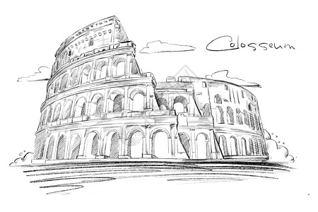 罗马斗兽场素描建筑高清图片