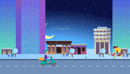 下雪的城市夜晚gif动图图片-正版gif素材401270713-摄图网