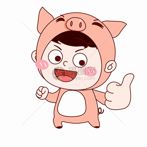 小猪人物卡通 gif图片