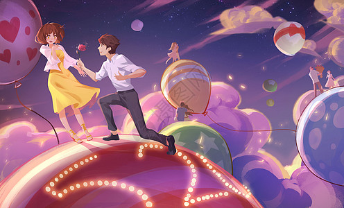 告白气球情人节梦幻背景高清图片
