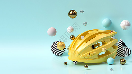 辅材创意漂浮头盔材场景设计图片