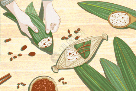 红豆果干端午节包粽子gif高清图片
