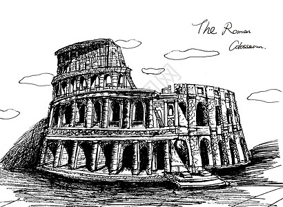 罗马论坛罗马角斗场插画