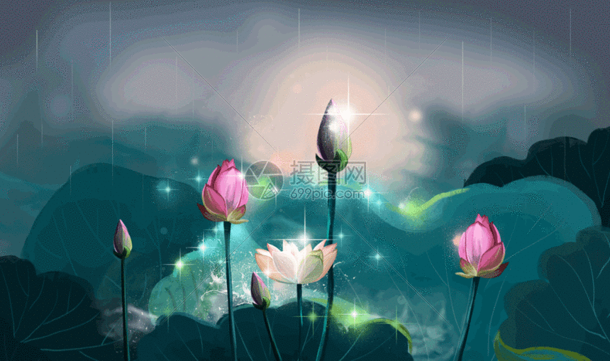 荷花gif动图图片-正版gif素材401305932-摄图网