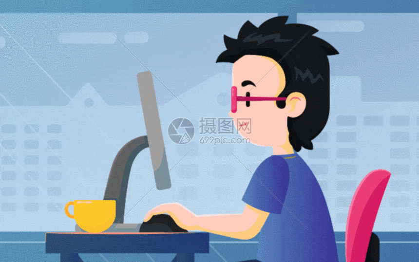 深夜在办公室加班办公gif动图图片-正版gif素材401308706-摄图网