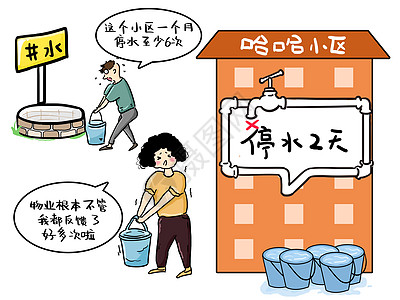 物业时政漫画背景图片