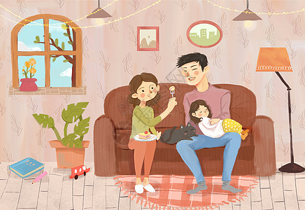 群分享家庭生活插画