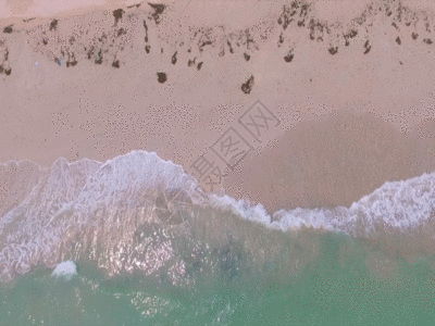 大海海水潮汐起落航拍GIF图片