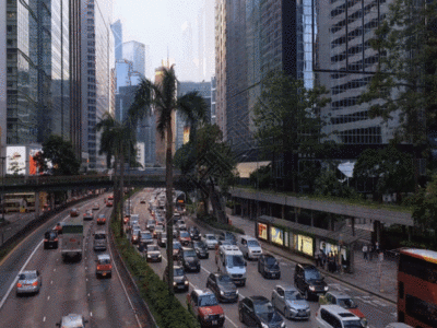 香港城市建筑香港繁忙交通延时GIF高清图片
