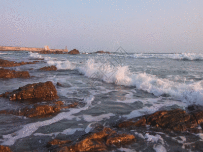 岩石裂纹海浪岩石GIF高清图片