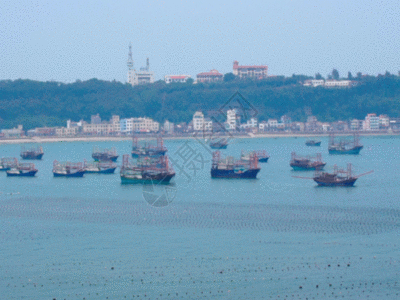 海港港口停泊渔船GIF高清图片