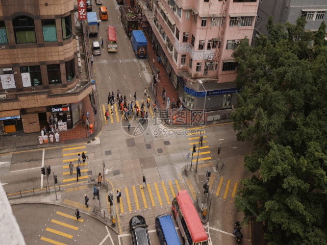 香港十字路口人行道慢动作gif
