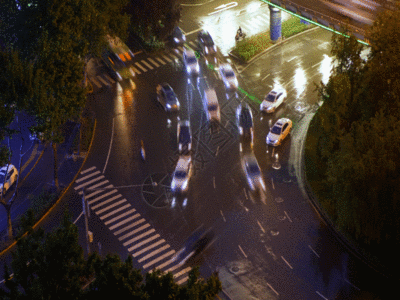 雨天交通夜景车流GIF高清图片