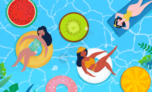 大暑游泳gif动图图片素材