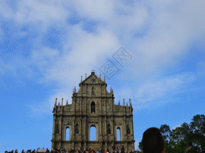巴塞罗那教堂澳门大三巴延时GIF高清图片