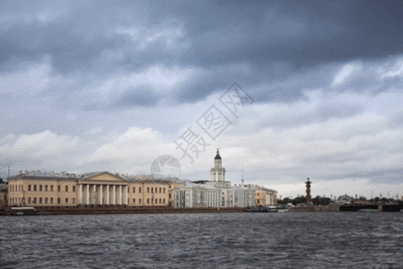 俄罗斯首都俄罗斯涅瓦河风光gif动图高清图片