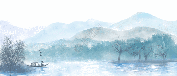 平静的湖水山水风光GIF高清图片