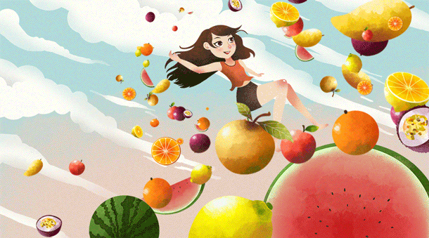 水果乐插画gif动图图片