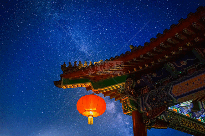 屋檐下挂饰红色灯笼喜庆中国红gif动图图片-正版gif素材401361594-摄