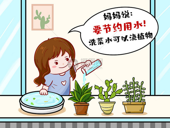 节约用水时政漫画图片