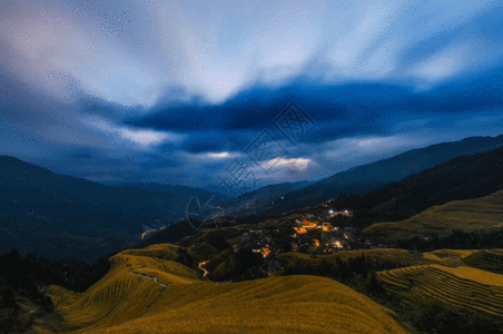 桂林风景龙脊夜色gif高清图片