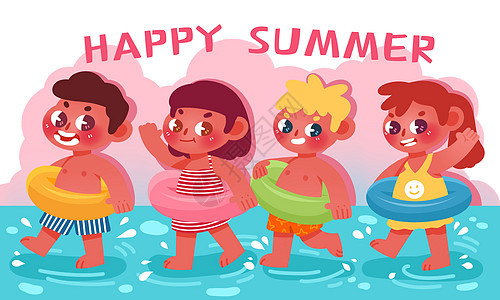 夏日游泳儿童图片