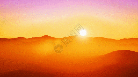 日落山脉剪影背景gif图片