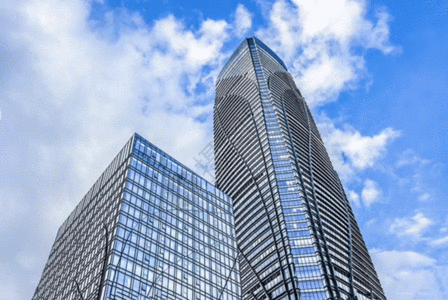 建筑玻璃蓝天下的高楼大厦gif动图高清图片