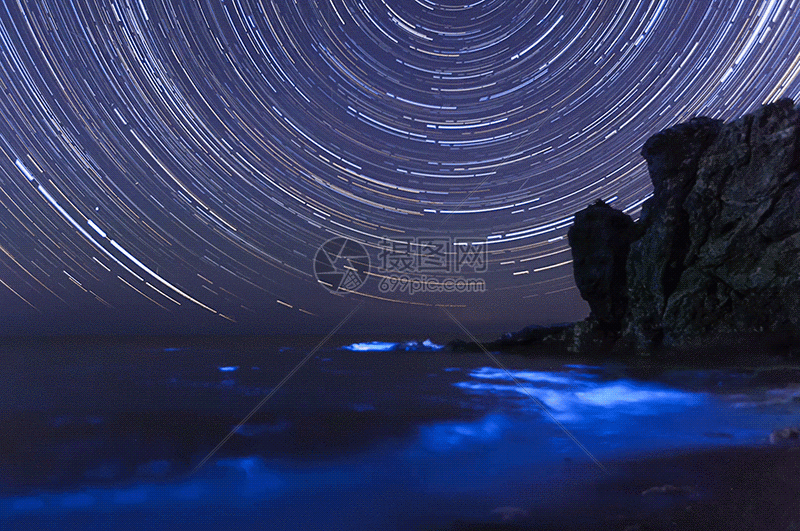 星轨与荧光海gif