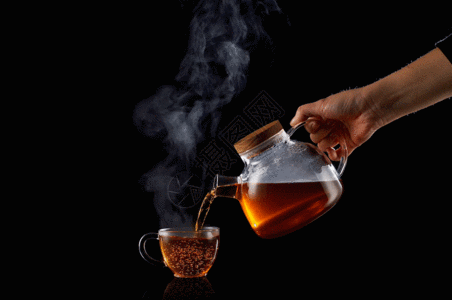 红茶茶具玻璃杯喝茶创意gif图片