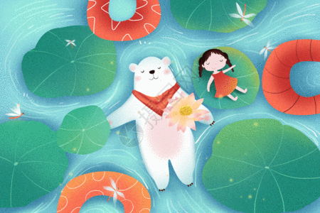 北极熊插画夏天插画gif高清图片